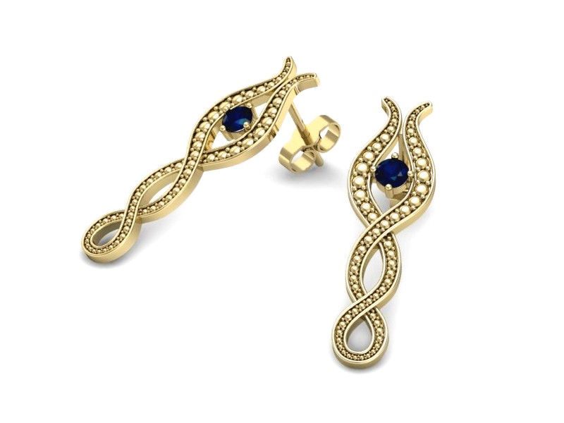 Złote kolczyki z szafirami żółte złoto - k15362zsz — zdjęcie 3