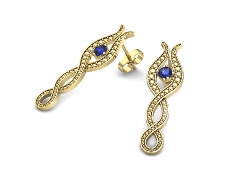 Złote kolczyki z szafirami żółte złoto - k15362zszc — zdjęcie 3