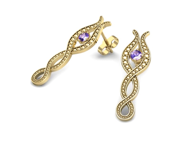 Złote kolczyki z tanzanitami - k15362zt — zdjęcie 3