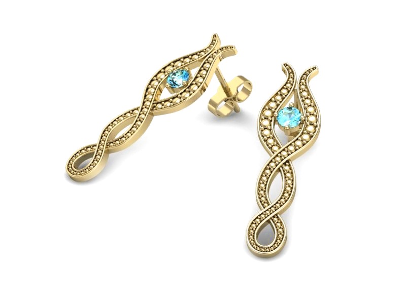 Złote kolczyki żółte złoto z topazami - k15362ztp — zdjęcie 3