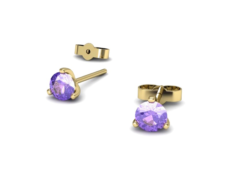 Złote kolczyki żółte złoto z tanzanitami - K15363zt — zdjęcie 3