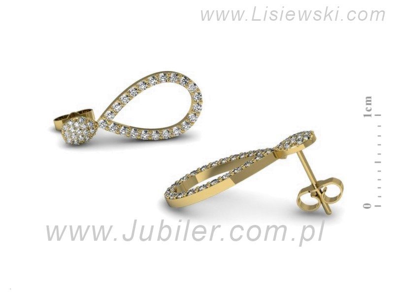 Złote kolczyki z brylantami żółte złoto - K15364z — zdjęcie 2