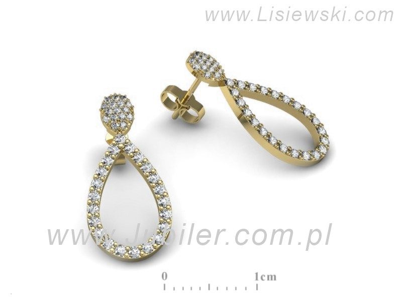 Złote kolczyki z brylantami żółte złoto - K15364z — zdjęcie 3