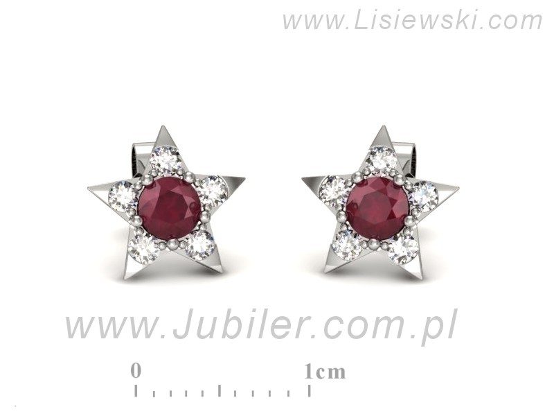 Złote Kolczyki z rubinami i brylantami białe złoto - K15367br - 1