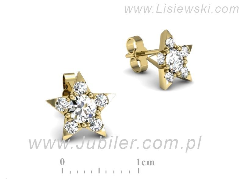 Złote kolczyki z brylantami żółte złoto - K15367z — zdjęcie 2