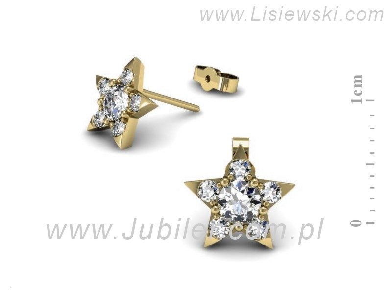 Złote kolczyki z brylantami żółte złoto - K15367z — zdjęcie 3