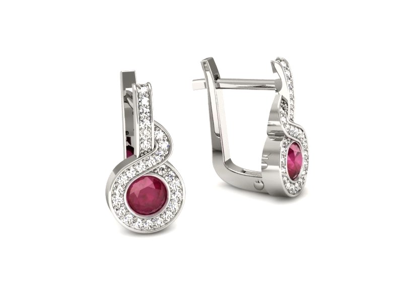Złote kolczyki z rubinami i brylantami - K15370br — zdjęcie 3