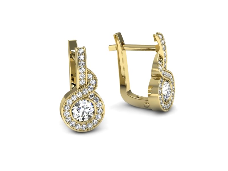 Złote kolczyki z brylantami żółte złoto - K15370z — zdjęcie 3