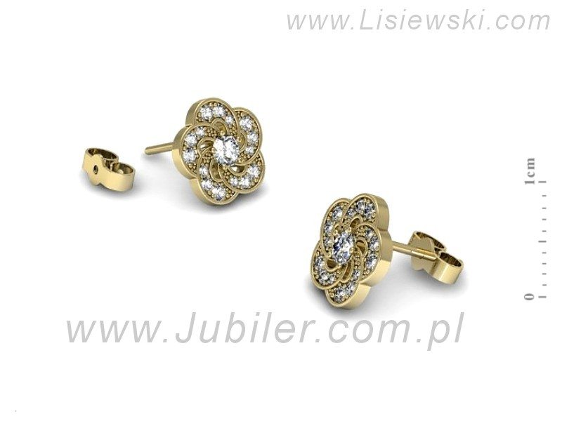 Złote Kolczyki z brylantami żółte złoto proba 585 - K15374z - 3