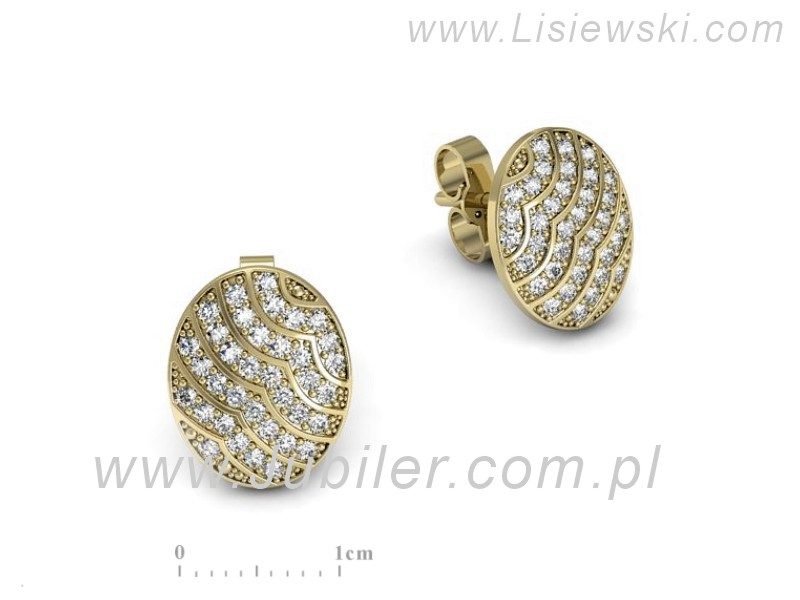 Złote kolczyki z brylantami żółte złoto - K15382z — zdjęcie 2