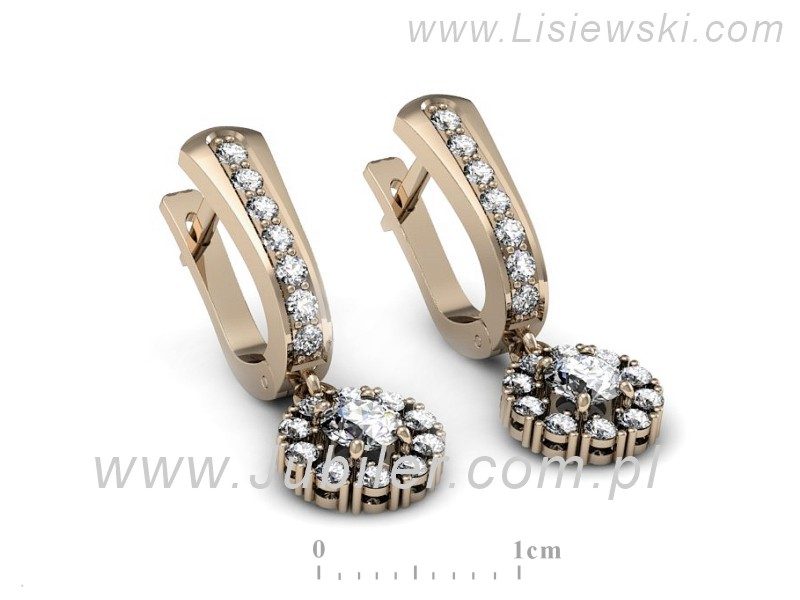 Złote kolczyki z brylantami różowe złoto - K15409c — zdjęcie 3