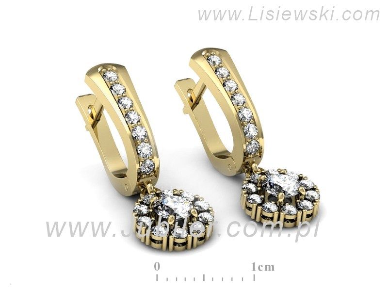 Złote kolczyki z brylantami żółte złoto - K15409z — zdjęcie 3