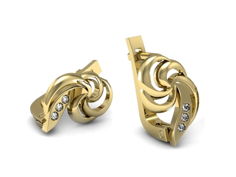 Złote kolczyki z brylantami żółte złoto - K15417z — zdjęcie 3
