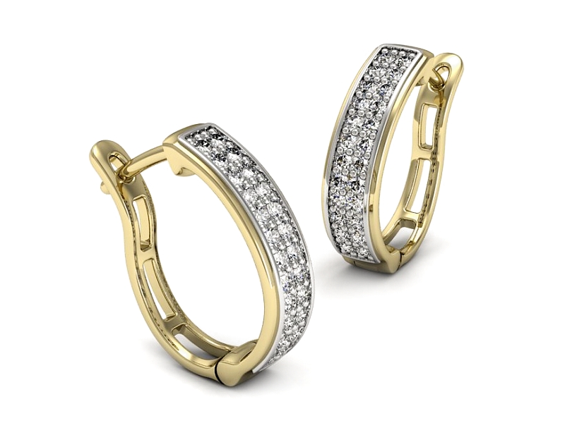 Kolczyki z brylantami z żółtego i białego złota - k15469zb — zdjęcie 3