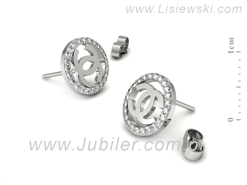 Złote kolczyki z brylantami białe złoto - K15510b — zdjęcie 3