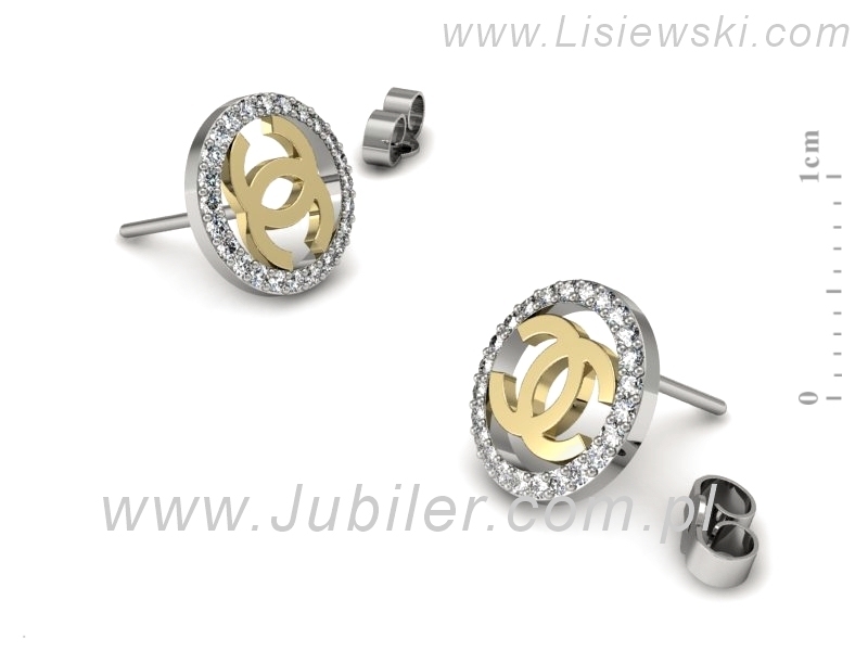 Kolczyki z brylantami z żółtego i białego złota - K15510bz — zdjęcie 3