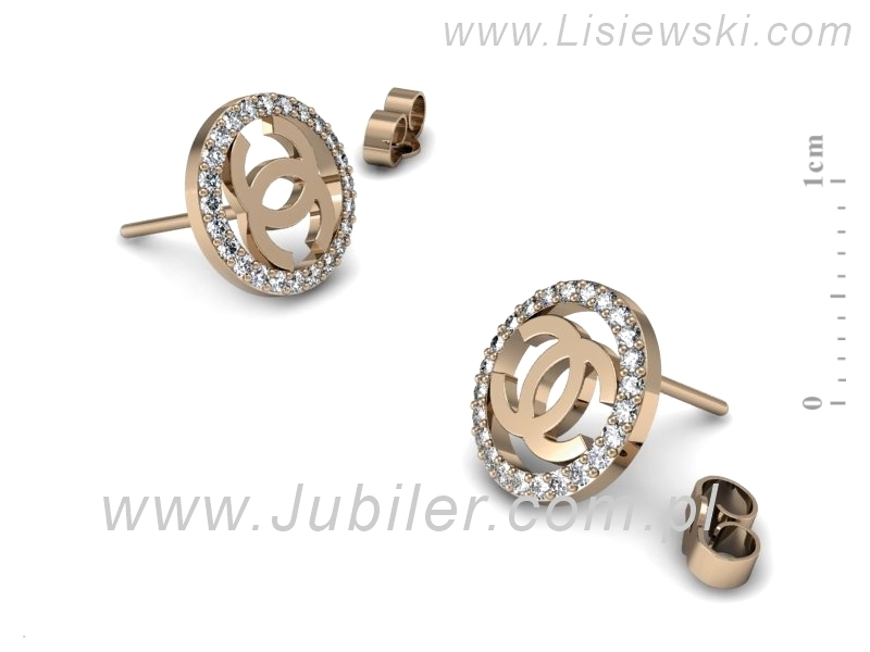 Złote kolczyki z brylantami różowe złoto - K15510c — zdjęcie 3