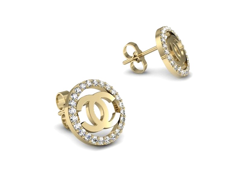 Złote kolczyki z cyrkoniami żółte złoto - K15510zc — zdjęcie 3