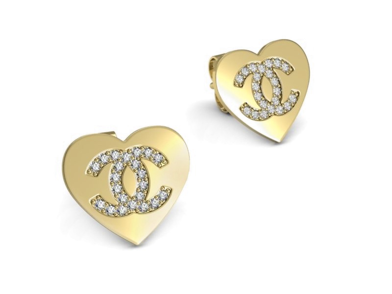 Złote kolczyki z cyrkoniami żółte złoto - K15568zc — zdjęcie 3