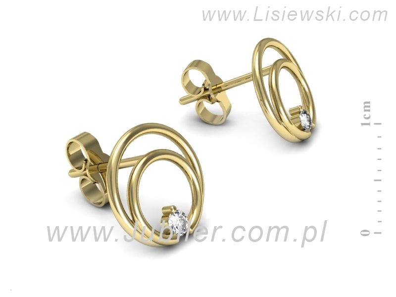 Złote kolczyki z brylantami żółte złoto - K15573z — zdjęcie 2