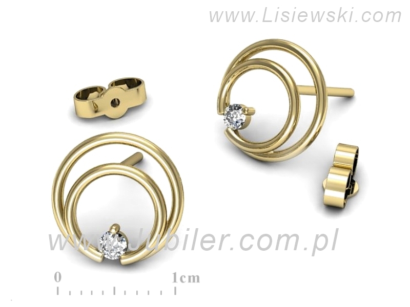 Złote kolczyki z brylantami żółte złoto - K15573z — zdjęcie 3