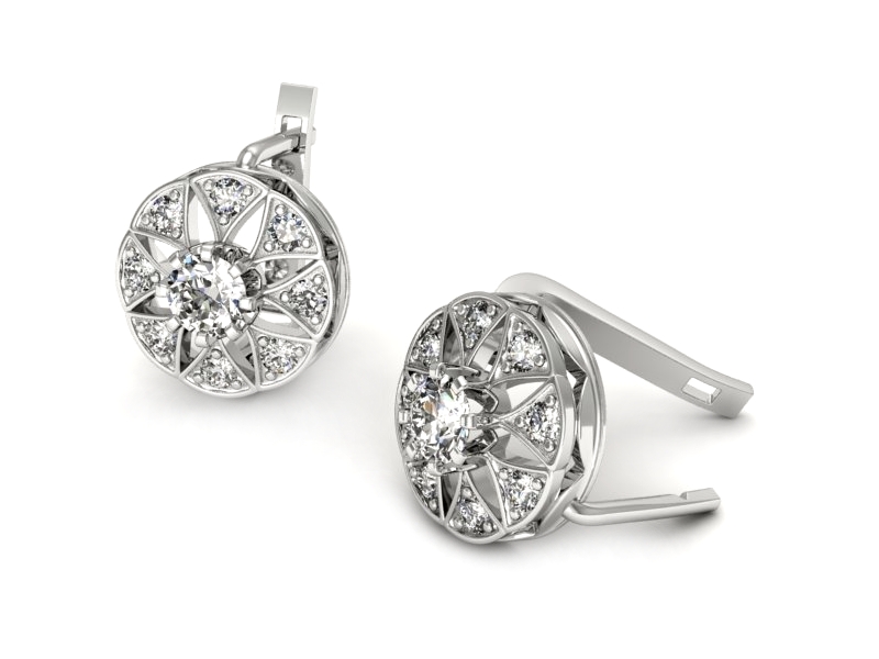 Złote kolczyki z brylantami białe złoto - K15591b — zdjęcie 3