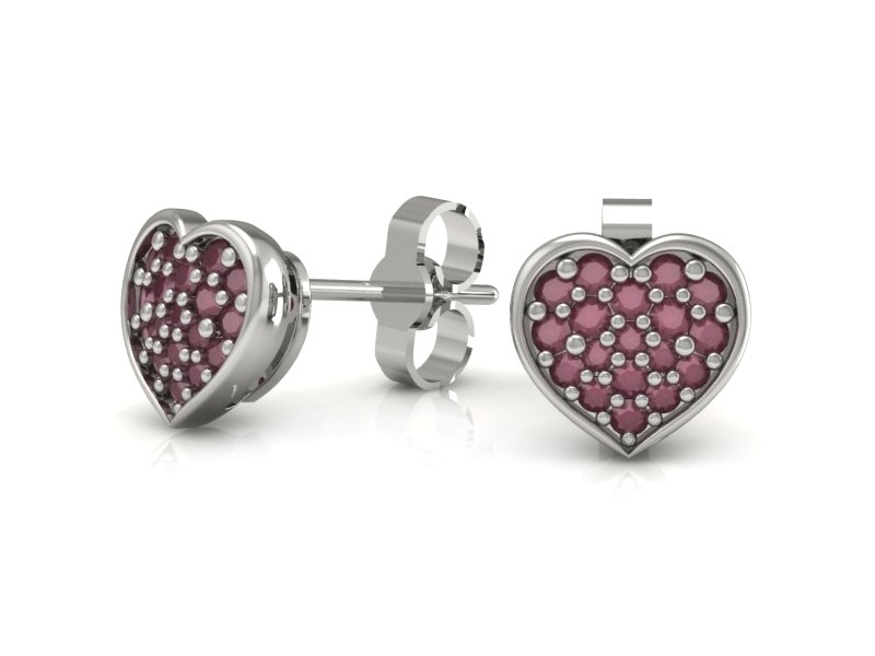 Złote kolczyki z rubinami białe złoto - k16018br — zdjęcie 3