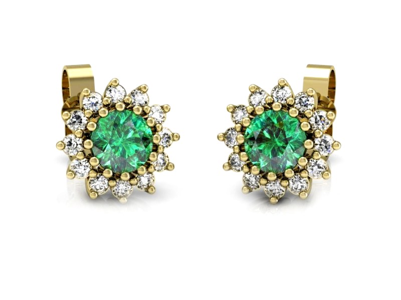 Złote kolczyki ze szmaragdami i brylantami - K16040zsm — zdjęcie 3