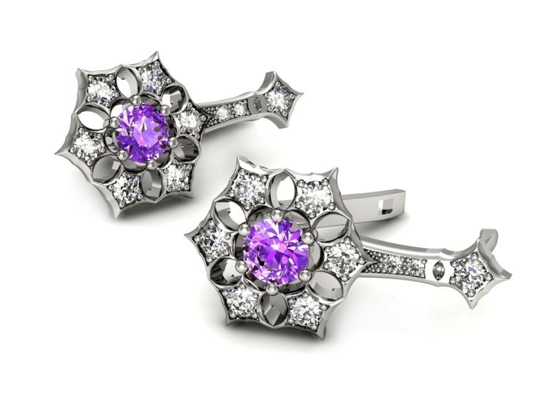 Kolczyki z ametystami i brylantami - k16145bat — zdjęcie 3