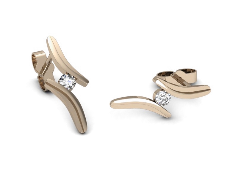 Złote kolczyki z brylantami różowe złoto - k16146c — zdjęcie 3