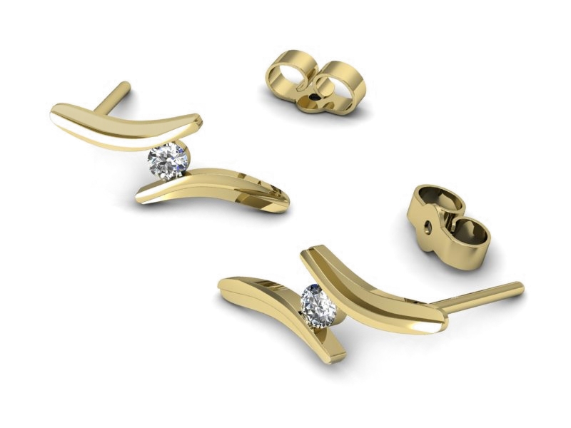 Złote kolczyki z brylantami żółte złoto - k16146z — zdjęcie 3