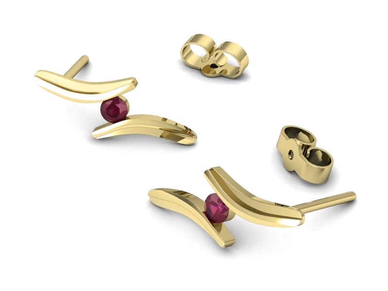 Złote kolczyki z rubinami żółte złoto - k16146zr — zdjęcie 2