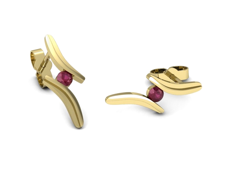 Złote kolczyki z rubinami żółte złoto - k16146zr — zdjęcie 3