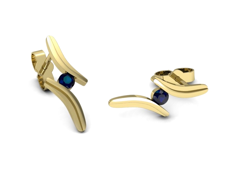 Złote kolczyki z szafirami żółte złoto - k16146zsz — zdjęcie 3