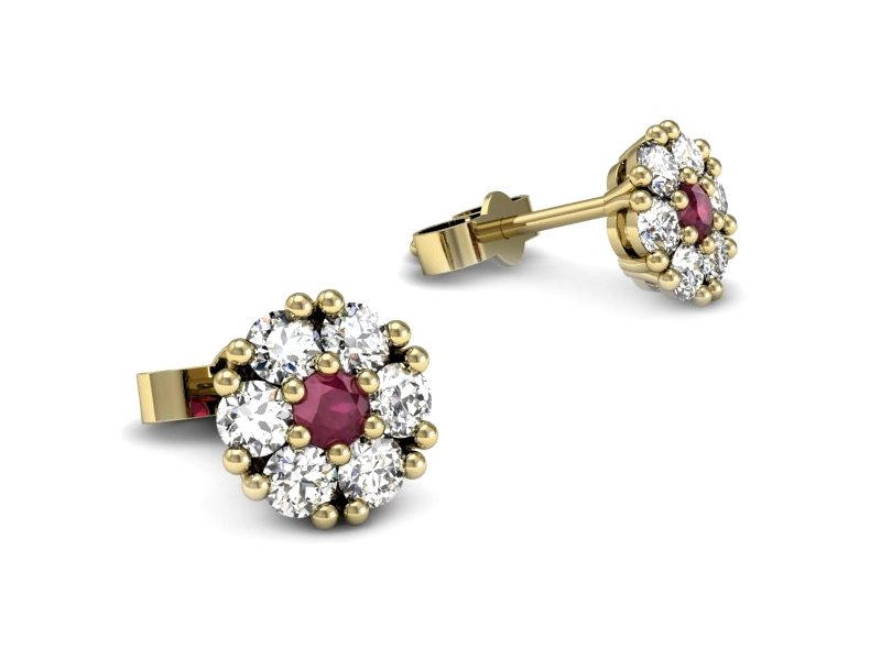 Kolczyki z rubinami żółte złoto z brylantami - k16150zr — zdjęcie 3