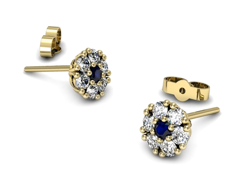 Złote kolczyki z szafirami i brylantami - k16150zsz — zdjęcie 3