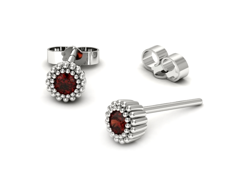 Złote kolczyki z granatami białe złoto - k16167bgr — zdjęcie 3