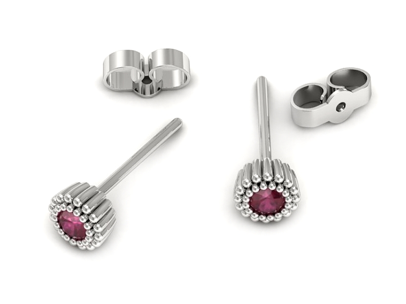 Złote kolczyki z rubinami białe złoto - k16167br — zdjęcie 2