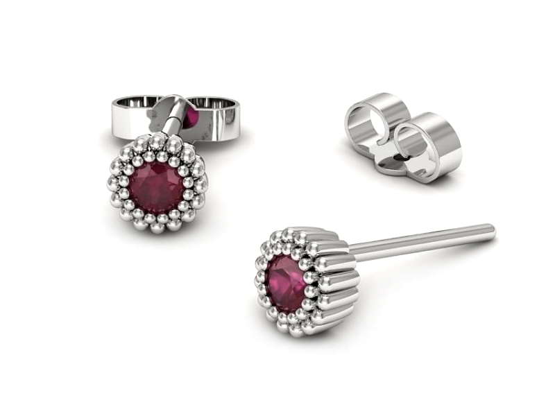 Złote kolczyki z rubinami białe złoto - k16167br — zdjęcie 3