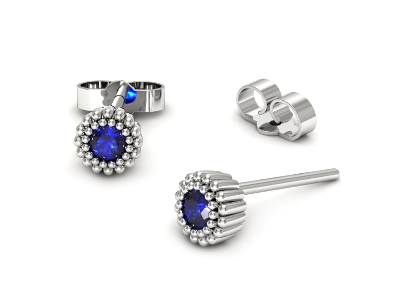 Złote kolczyki z szafirami białe złoto - k16167bszc — zdjęcie 3