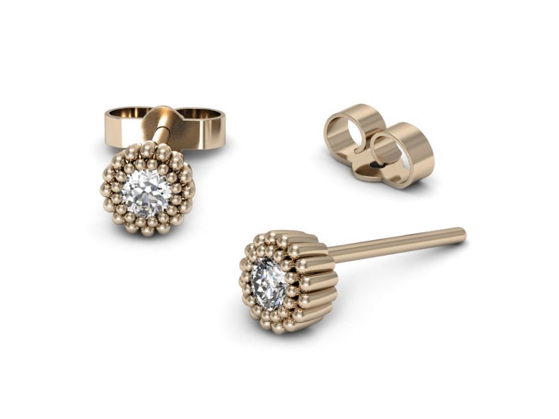 Złote kolczyki z brylantami różowe złoto - k16167c — zdjęcie 3