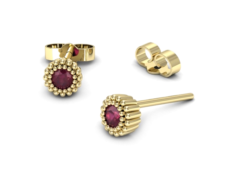 Złote kolczyki z rubinami żółte złoto - k16167zr — zdjęcie 3