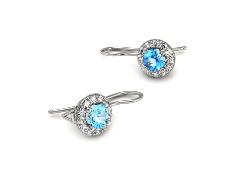 Złote kolczyki z topazami białe złoto - k16188btp — zdjęcie 2