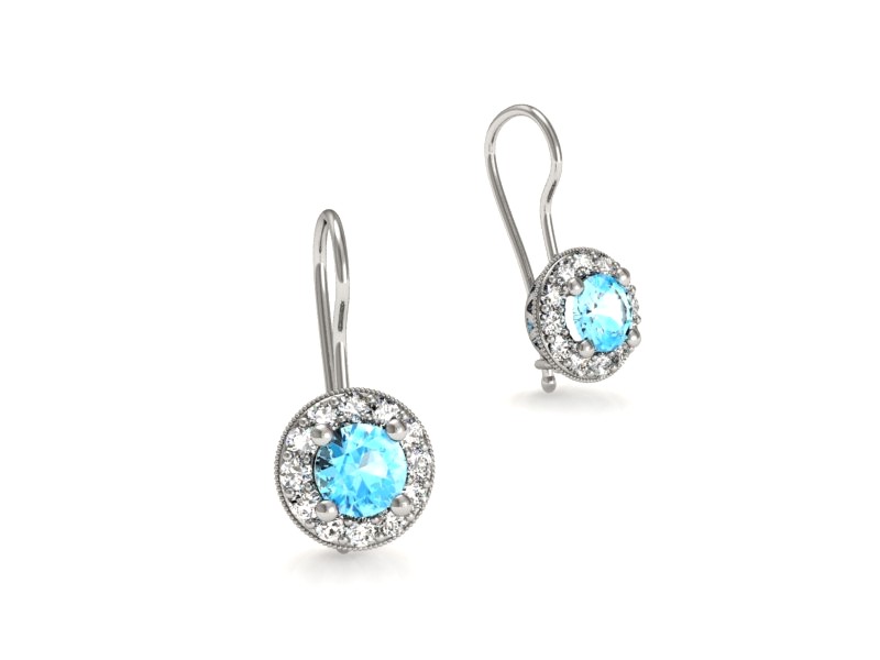 Złote kolczyki z topazami białe złoto - k16188btp — zdjęcie 3