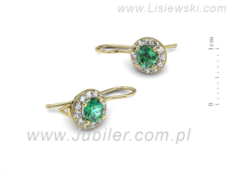 Złote kolczyki ze szmaragdami i brylantami - k16188zsm — zdjęcie 2