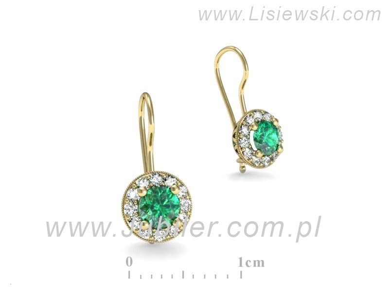 Złote kolczyki ze szmaragdami i brylantami - k16188zsm — zdjęcie 3