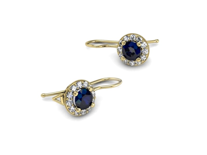 Kolczyki z szafirami żółte złoto i brylantami - k16188zsz — zdjęcie 2