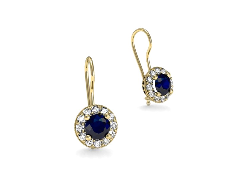 Kolczyki z szafirami żółte złoto i brylantami - k16188zsz — zdjęcie 3