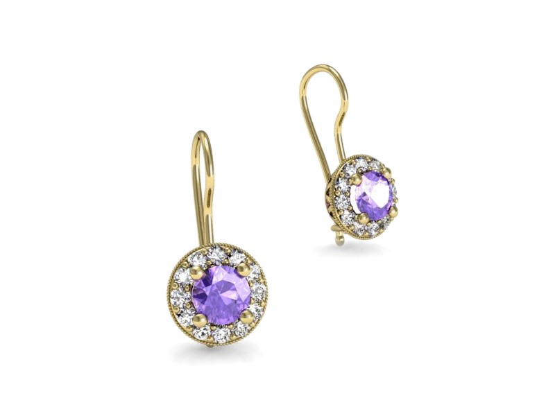 Kolczyki z tanzanitami i brylantami żółte złoto - k16188zt — zdjęcie 3