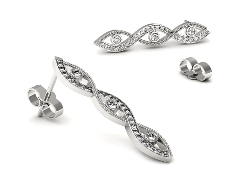 Złote kolczyki z brylantami białe złoto - k16216b — zdjęcie 3